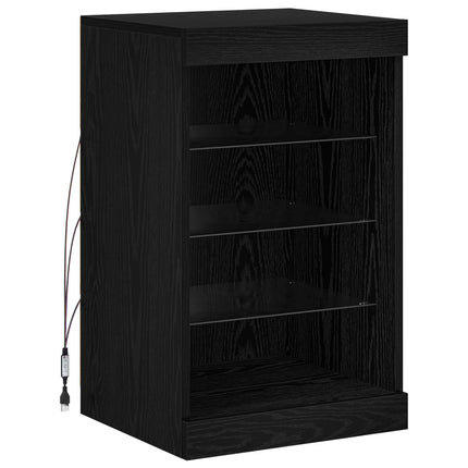 LED-sido bord Svart Ek 41 x 37 x 67 cm Konstruerat trä
