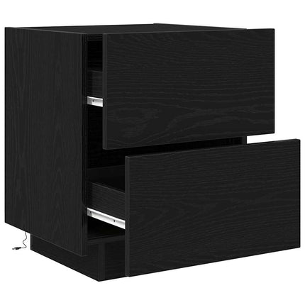 Nattduksbord 2 pcs Svart Ek 45 x 40 x 55 cm Konstruerat trä