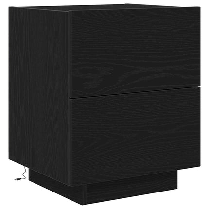 Nattduksbord 2 st Svart Ek 45 x 40 x 55 cm Konstruerat trä