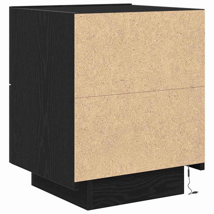 Nattduksbord 2 pcs Svart Ek 45 x 40 x 55 cm Konstruerat trä