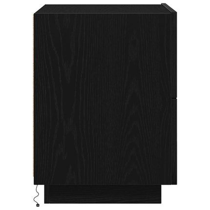 Nattduksbord 2 st Svart Ek 45 x 40 x 55 cm Konstruerat trä