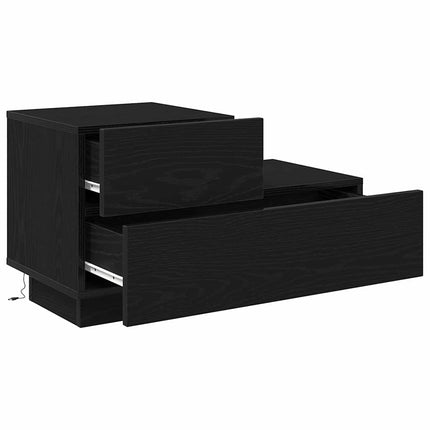 Nattduksbord Svart Ek 70 x 36 x 40,5 cm Konstruerat trä