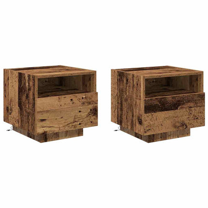 Nattduksbord 2 pcs Gammalt trä 40 x 39 x 37 cm Konstruerat trä