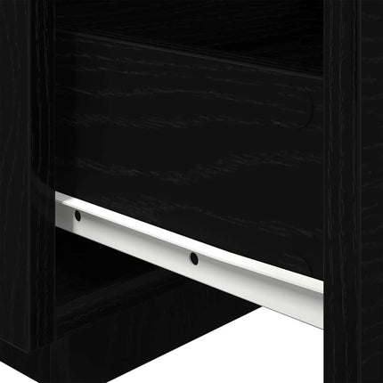 Nattduksbord 2 pcs Svart Ek 40 x 39 x 37 cm Konstruerat trä