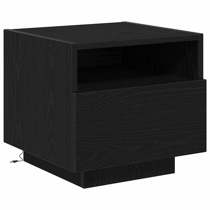 Nattduksbord 2 pcs Svart Ek 40 x 39 x 37 cm Konstruerat trä