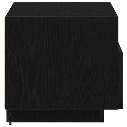 Nattduksbord 2 pcs Svart Ek 40 x 39 x 37 cm Konstruerat trä