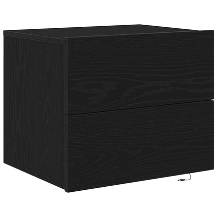 Nattduksbord 2 pcs Svart Ek 50 x 39 x 41 cm Konstruerat trä