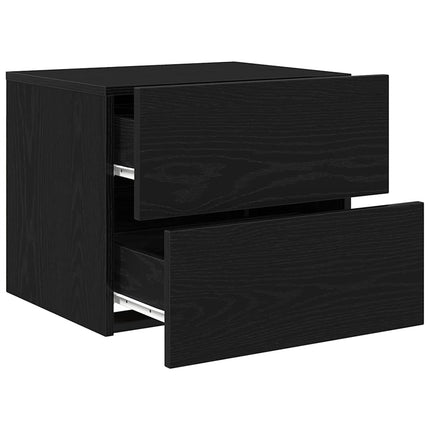 Nattduksbord 2 pcs Svart Ek 50 x 39 x 41 cm Konstruerat trä