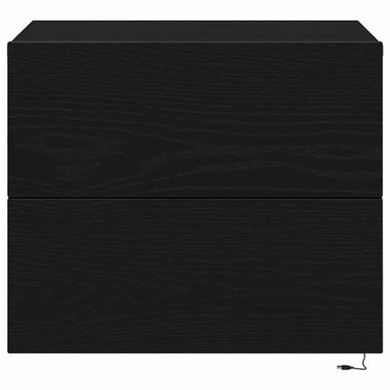 Nattduksbord 2 st Svart Ek 50 x 39 x 41 cm Konstruerat trä