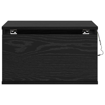 Väggmonterad sänggavel med låda 2 pcs Svart Ek 50 x 36 x 30 cm