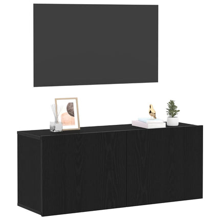 TV-bänkset Svart Ek 100 x 30 x 41 cm Konstruerat trä