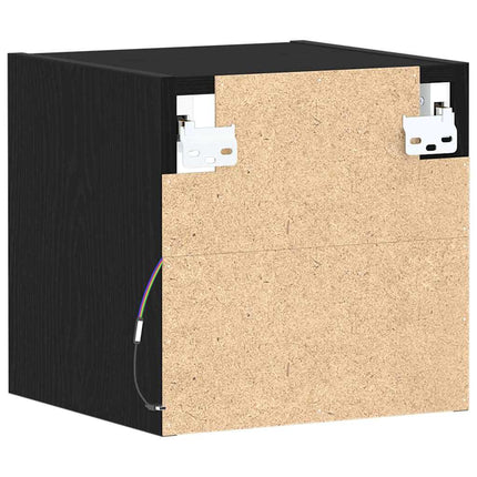 LED Väggsängs Skåp Väggmonterad 2 pcs Svart 30 x 28,5 x 30 cm
