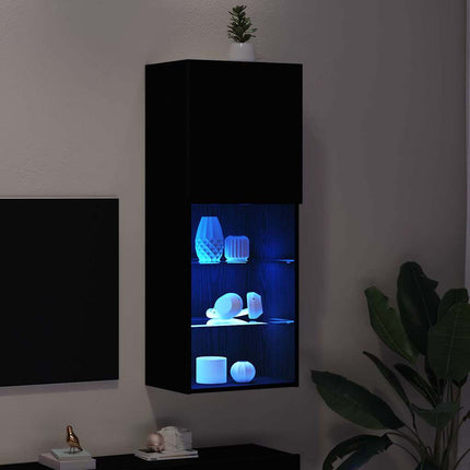 TV-bänkset med LED Svart Ek 40,5 x 30 x 102 cm Konstruerat trä