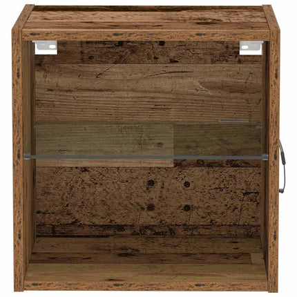 Flytande hylla med LED-ljus med hylla Brun 40 x 28,5 x 40 cm
