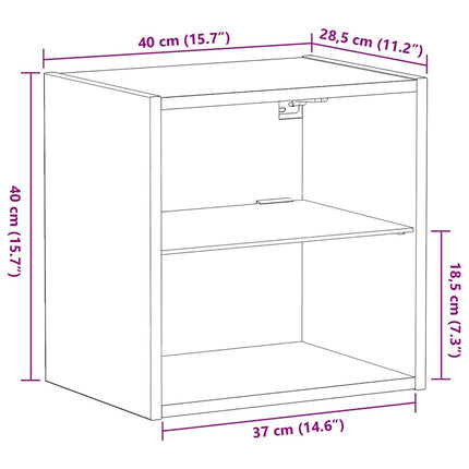 Flytande hylla med LED-ljus med hylla Brun 40 x 28,5 x 40 cm