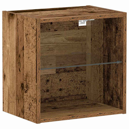 Flytande hylla med LED-ljus 2 pcs Brun 40 x 28,5 x 40 cm