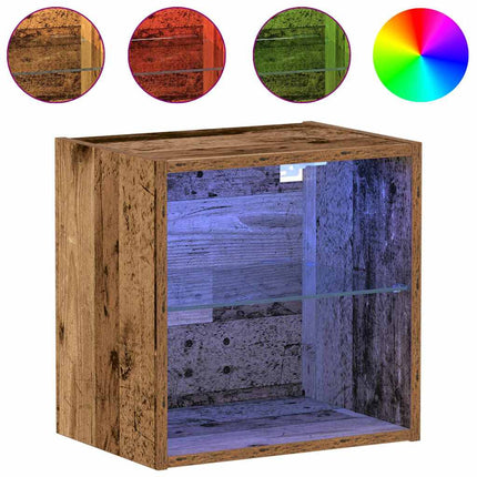 Flytande hylla med LED-ljus 2 pcs Brun 40 x 28,5 x 40 cm