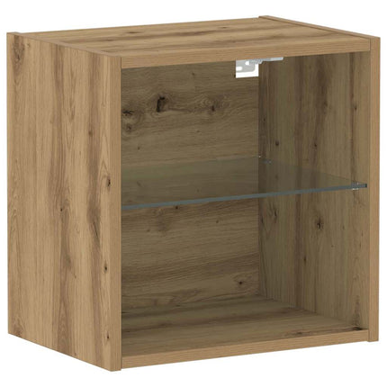 Flytande hylla med LED-ljus med hylla Brun 40 x 28,5 x 40 cm