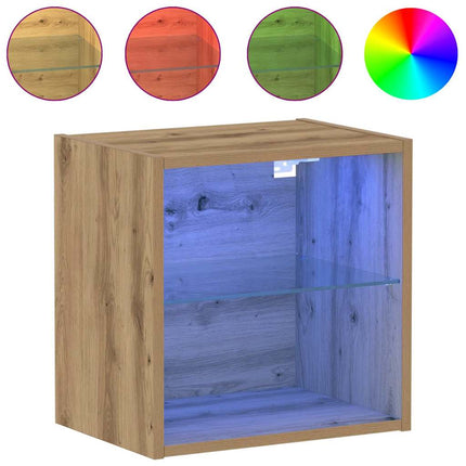 Flytande hylla med LED-ljus med hylla Brun 40 x 28,5 x 40 cm