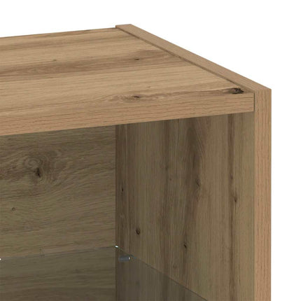 Flytande hylla med LED-ljus 2 pcs Brun 40 x 28,5 x 40 cm