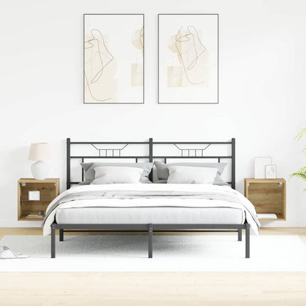 Flytande hylla med LED-ljus 2 pcs Brun 40 x 28,5 x 40 cm