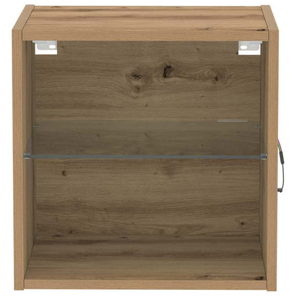 Flytande hylla med LED-ljus 2 st Brun 40 x 28,5 x 40 cm