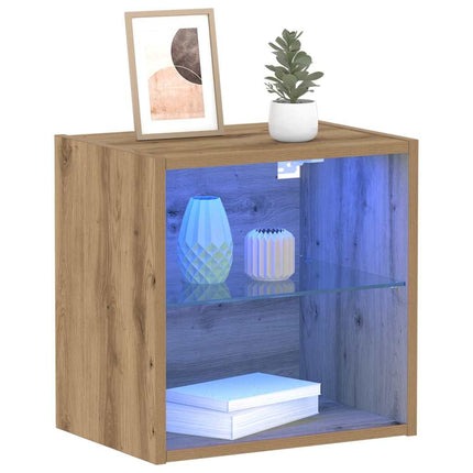 Flytande hylla med LED-ljus 2 pcs Brun 40 x 28,5 x 40 cm