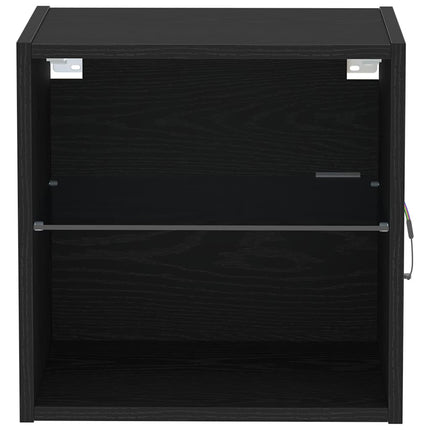 Flytande hylla med LED-ljus med hylla Svart 40 x 28,5 x 40 cm