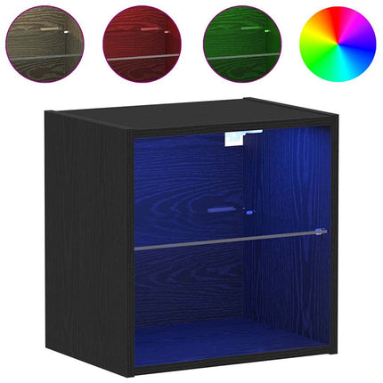 Flytande hylla med LED-ljus med hylla Svart 40 x 28,5 x 40 cm