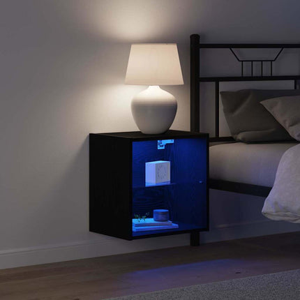 Flytande hylla med LED-ljus 2 pcs Svart 40 x 28,5 x 40 cm