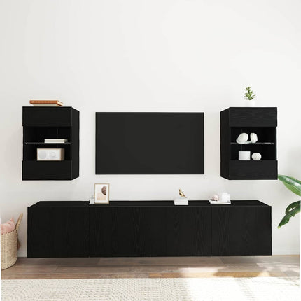 TV-bänkset 2 pcs Svart 40 x 30 x 60,5 cm Konstruerat trä