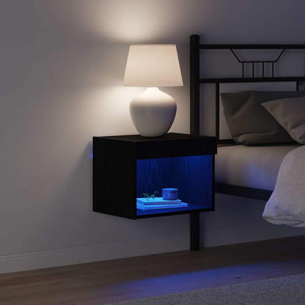 TV-bänkset med led Svart Ek 40 x 30 x 30 cm Konstruerat trä