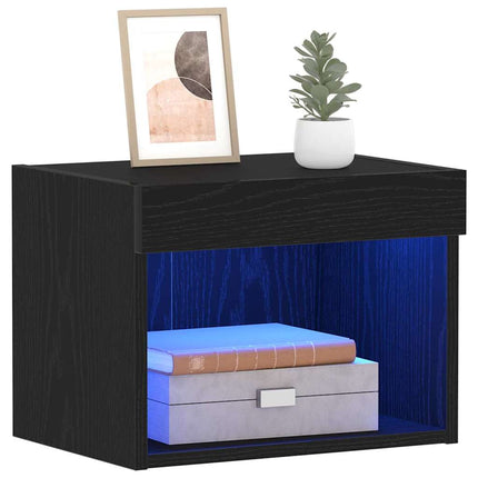 TV-bänkset med led Svart Ek 40 x 30 x 30 cm Konstruerat trä