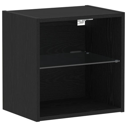 TV-bänkset 2 pcs Svart Ek 40 x 30 x 30 cm Konstruerat trä