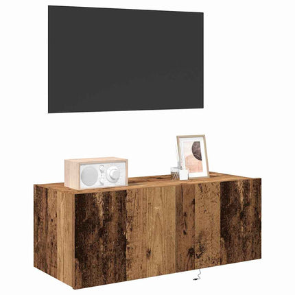 TV Vägghylla 80 x 35 x 31 cm Gammalt trä Konstruerat trä