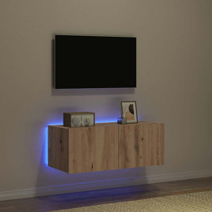 TV Vägghylla med LED Artisan Ek 80 x 35 x 31 cm Konstruerat trä