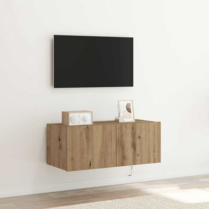 TV Vägghylla med LED Artisan Ek 80 x 35 x 31 cm Konstruerat trä