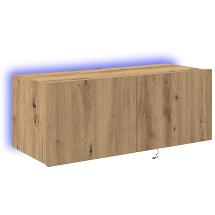TV Vägghylla med LED Artisan Ek 80 x 35 x 31 cm Konstruerat trä
