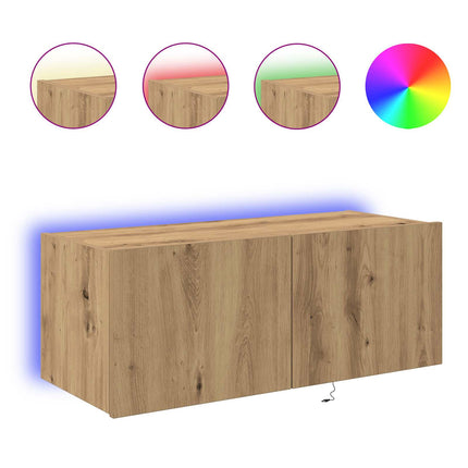 TV Vägghylla med LED Artisan Ek 80 x 35 x 31 cm Konstruerat trä