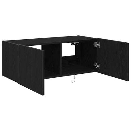 TV Vägghylla 80 x 35 x 31 cm Svart Ek Konstruerat trä