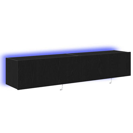 TV Vägghylla 2 pcs Svart Ek 80 x 35 x 31 cm Konstruerat trä