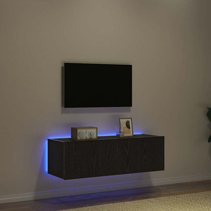 TV Vägghylla 2 pcs Svart Ek 100 x 35 x 31 cm Konstruerat trä