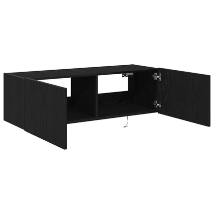 TV Vägghylla 2 pcs Svart Ek 100 x 35 x 31 cm Konstruerat trä