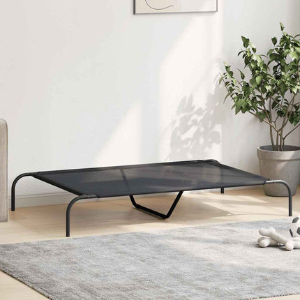Förhöjd hundbädd svart 130x80x20 cm textilene och stål