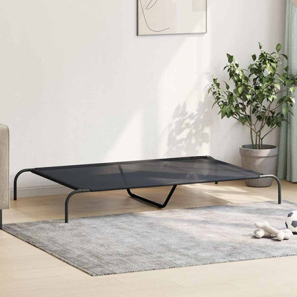 Förhöjd hundsäng svart 150x90x20 cm textilene och stål