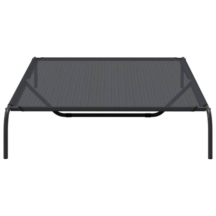Förhöjd hundsäng svart 150x90x20 cm textilene och stål