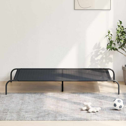 Förhöjd hundsäng svart 150x90x20 cm textilene och stål
