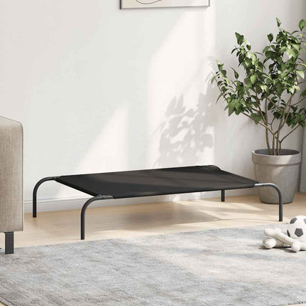 Förhöjd hundsäng svart 110x65x20 cm oxfordtyg och stål