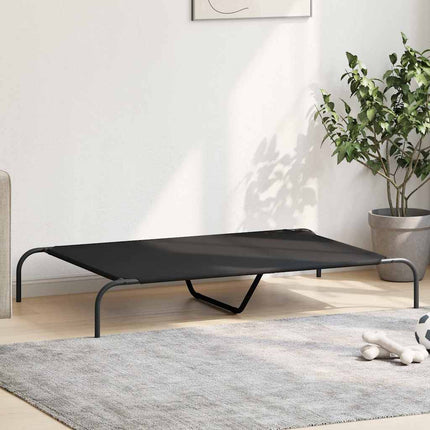 Förhöjd hundsäng svart 130x80x20 cm oxfordtyg och stål