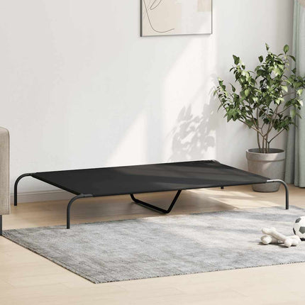 Förhöjd hundsäng svart 150x90x20 cm oxfordtyg och stål